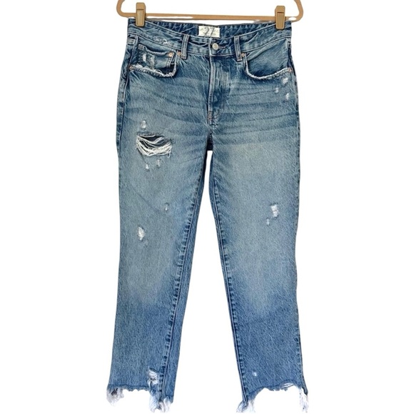 Free People Good Times Relaxed Distressed Jeans Womens 27 Blue - Picture 1 of 10
